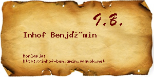 Inhof Benjámin névjegykártya